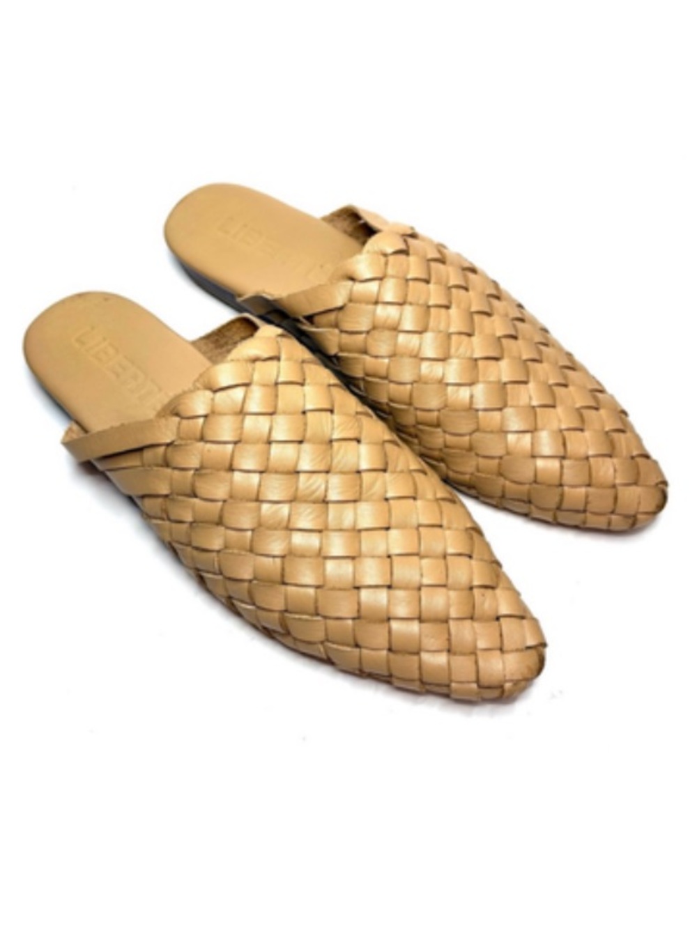 Liberte Prague Tan Leather Woven Mules | 6